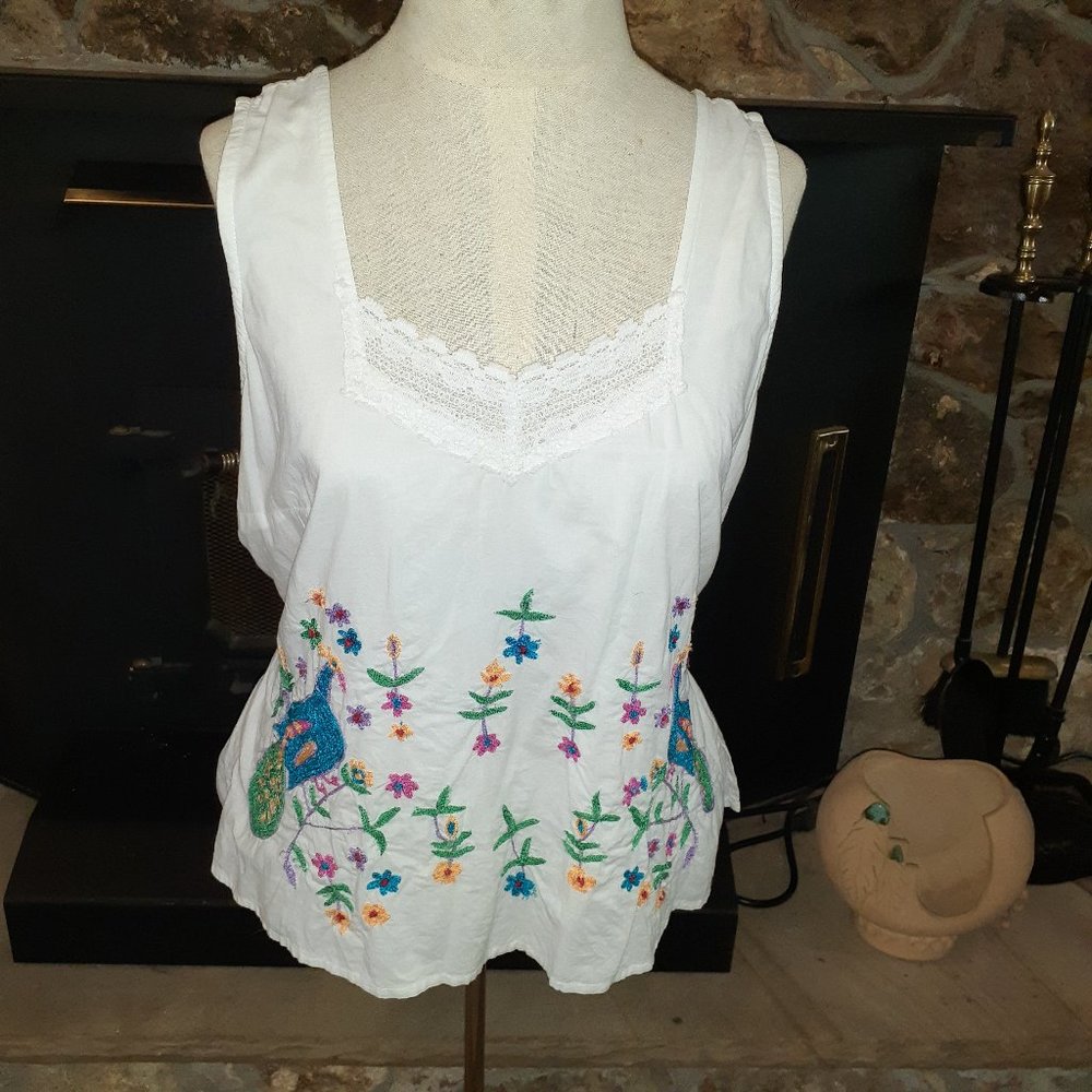 Soft Surroundings cotton embroidered peasant tops (2) M